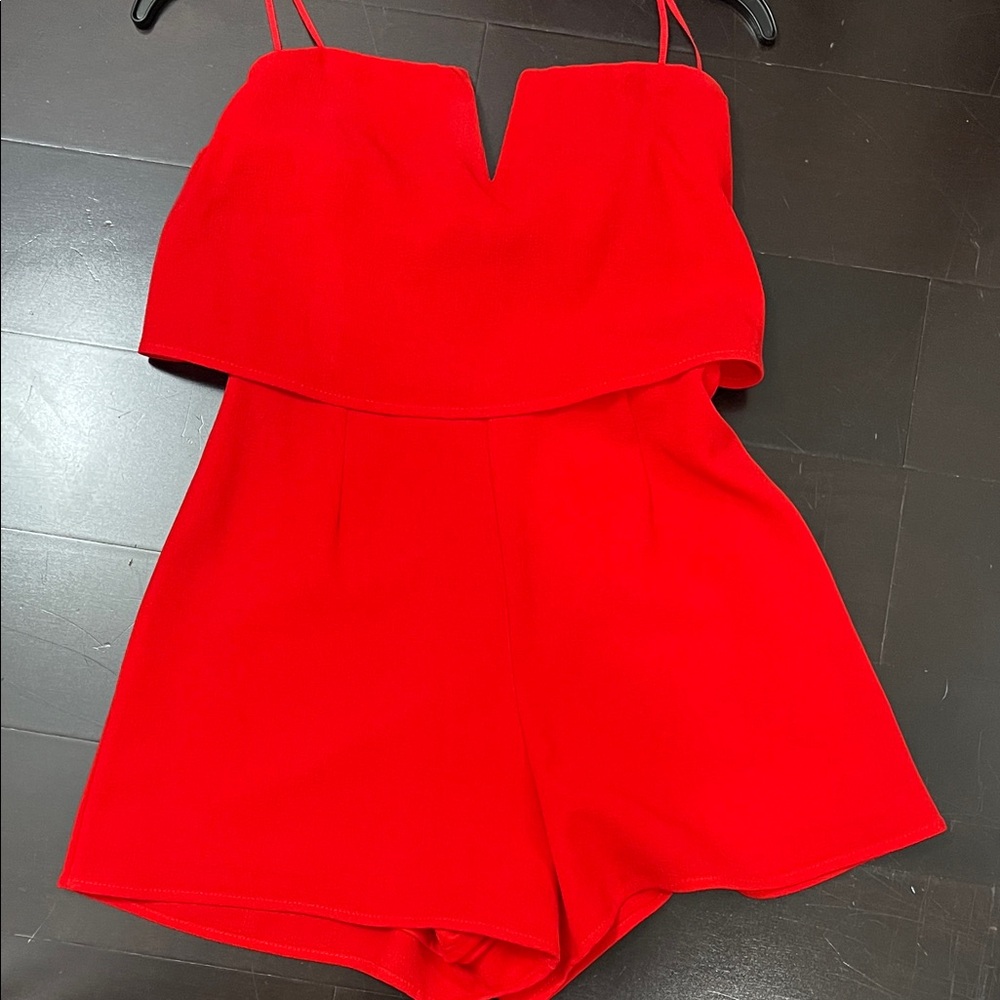 Mystic Red Strapless Romper